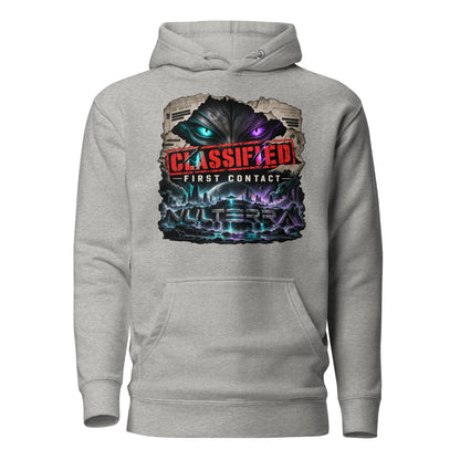 NULTERRA Classified First Contact alien UFO hoodie in carbon grey