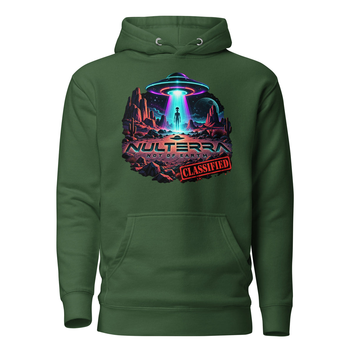 NULTERRA Classified Alien UFO Encounter hoodie in forest green