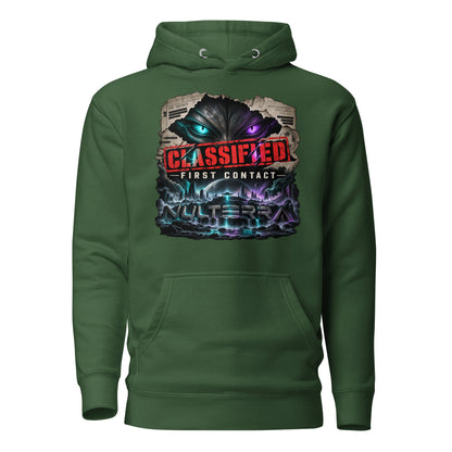 NULTERRA Classified First Contact alien UFO hoodie in forest green
