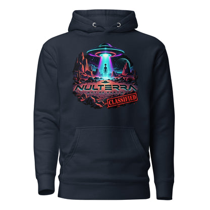 NULTERRA Classified Alien UFO Encounter hoodie in navy blazer