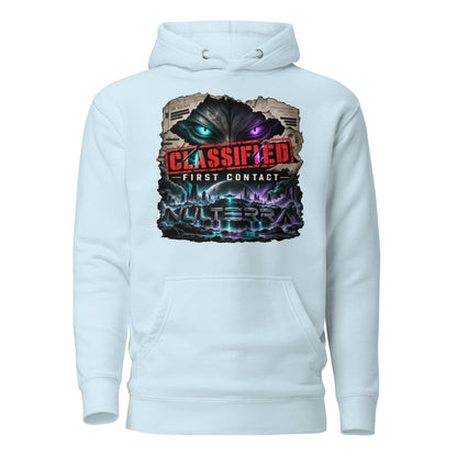 NULTERRA Classified First Contact alien UFO hoodie in sky blue
