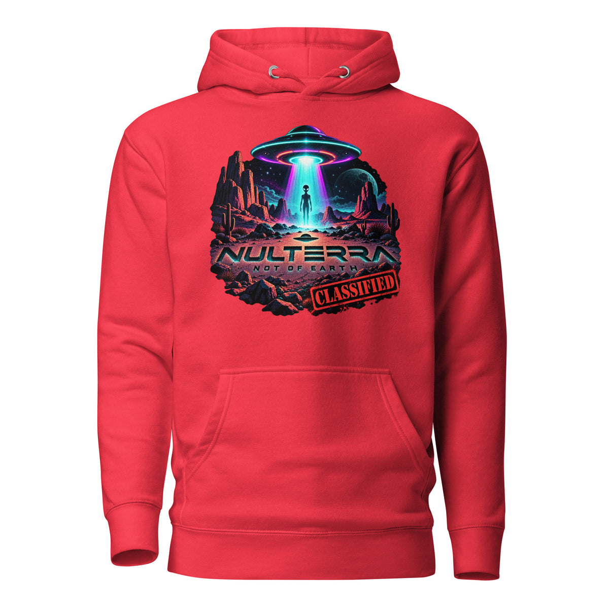 NULTERRA Classified Alien UFO Encounter hoodie in red
