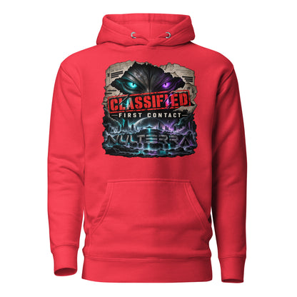 NULTERRA Classified First Contact alien UFO hoodie in red