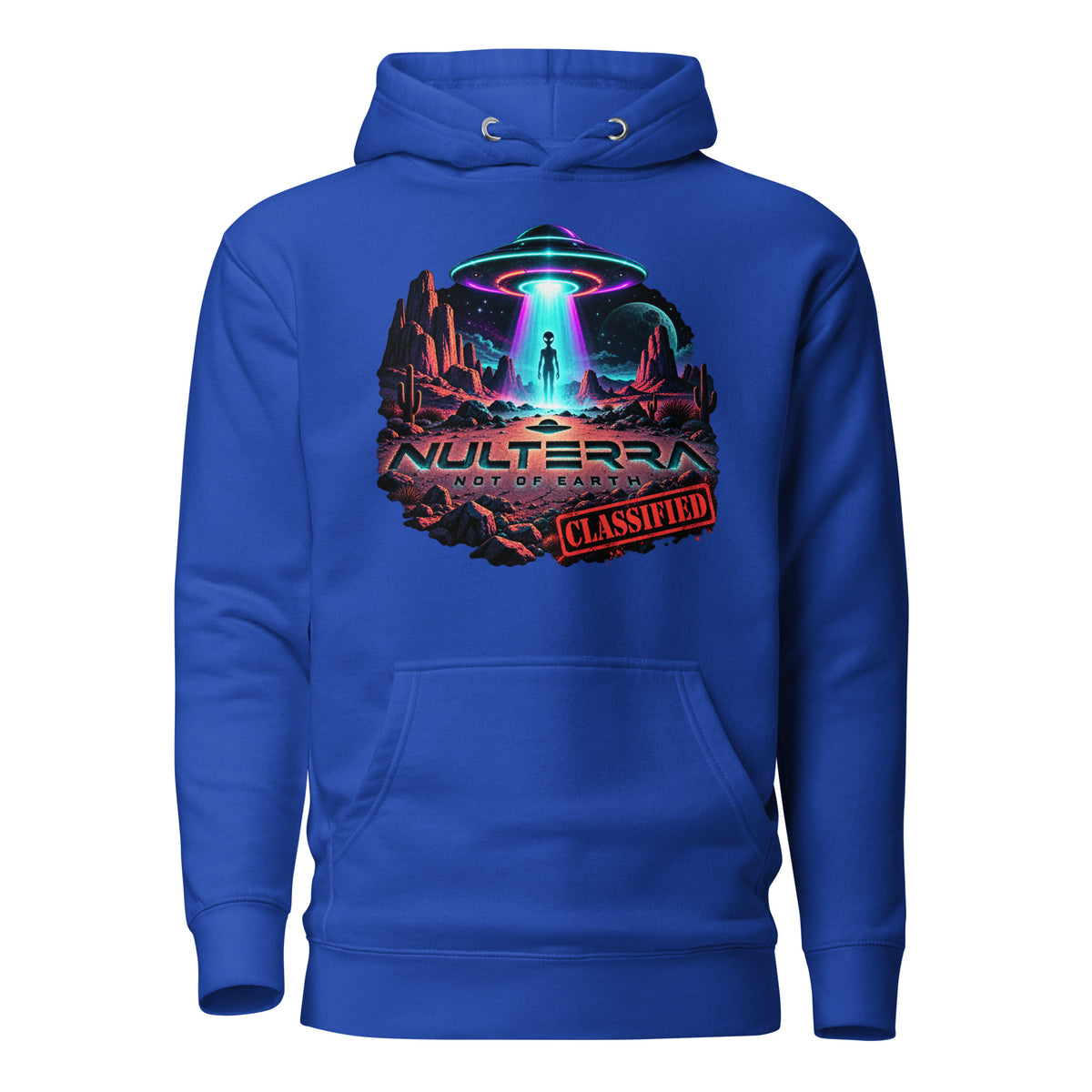 NULTERRA Classified Alien UFO Encounter hoodie in royal blue