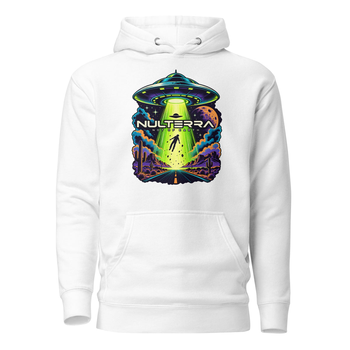 Desert Abduction Alien UFO Hoodie in white by Nulterra