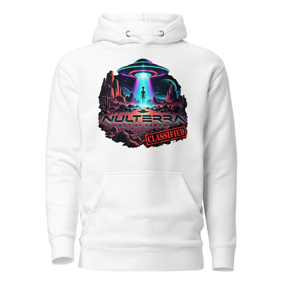 NULTERRA Classified Alien UFO Encounter hoodie in white