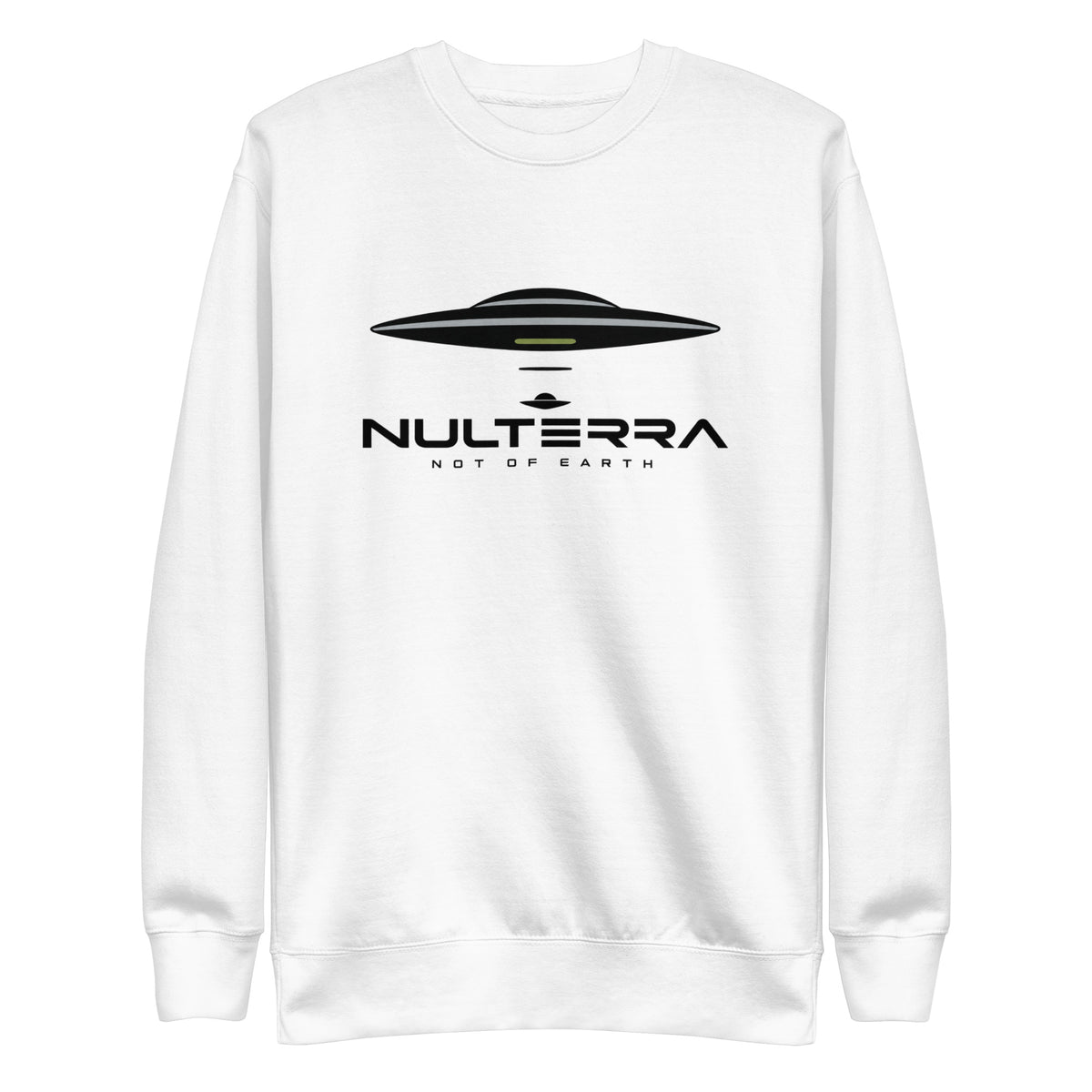 Nulterra UFO Signal Sweatshirt in White with black UFO logo