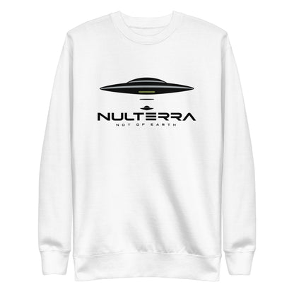 Nulterra UFO Signal Sweatshirt in White with black UFO logo