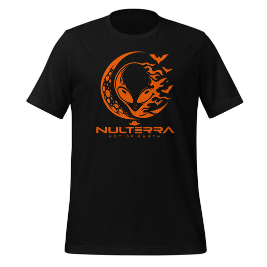 Alien After Dark black Halloween T-shirt with orange alien graphic