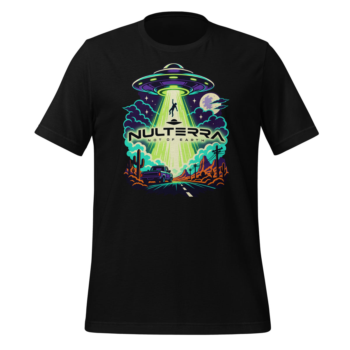 Desert Abduction Alien UFO T-Shirt in black by Nulterra