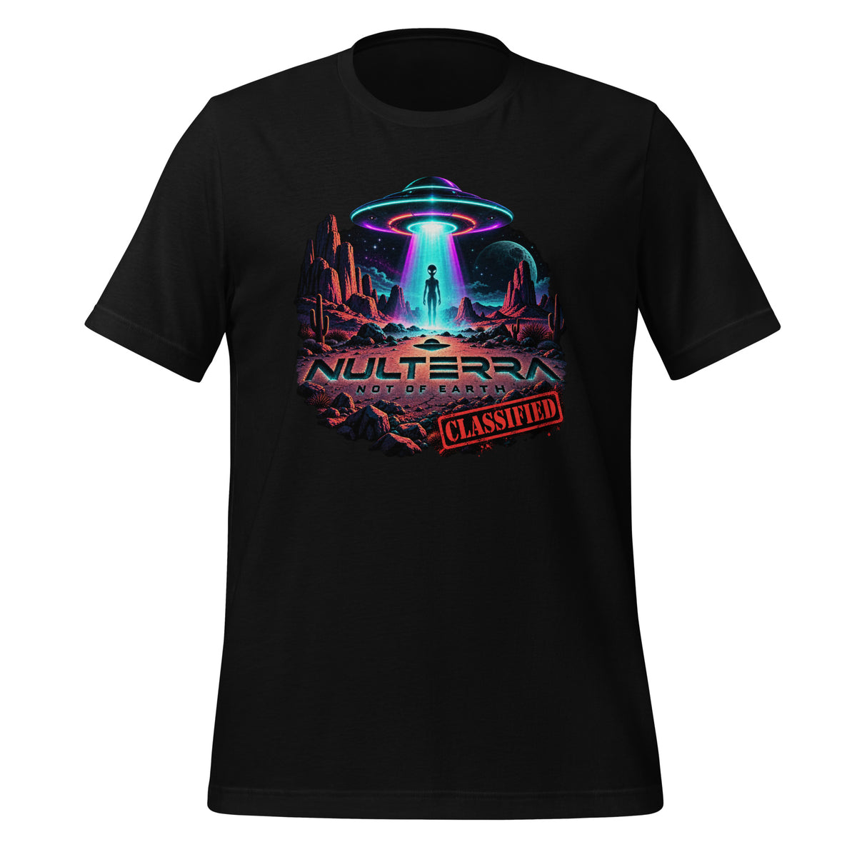 NULTERRA Classified Alien UFO Encounter T-shirt in black