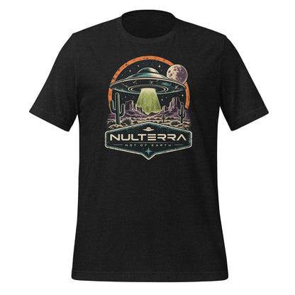 Nulterra Desert Signal UFO T-Shirt in Black Heather with retro alien desert graphic