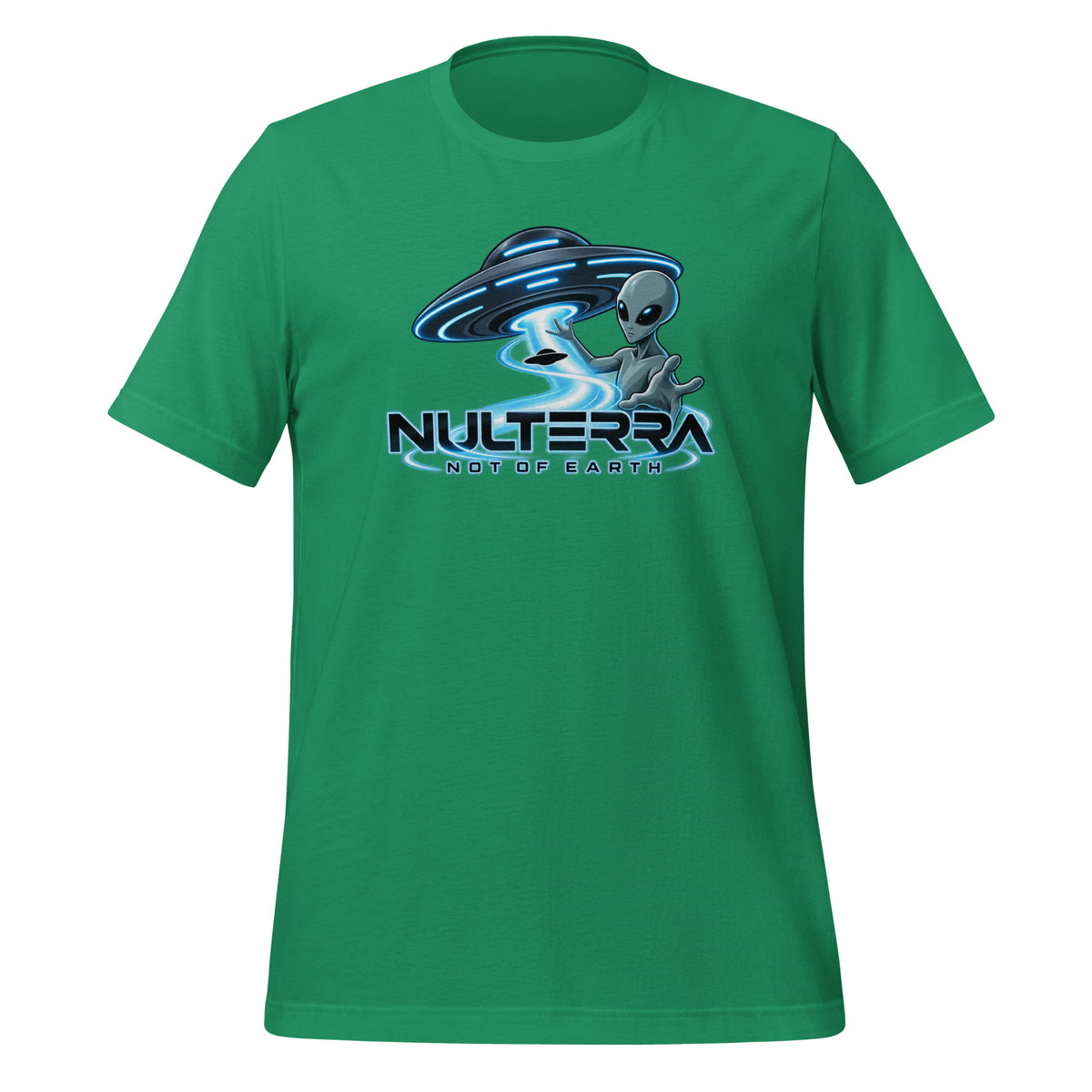 Signal Contact Alien UFO T-Shirt in Kelly green with Nulterra alien and UFO graphic