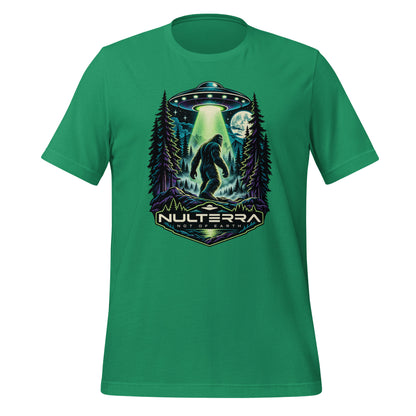 Nulterra Bigfoot Encounter UFO T-Shirt in kelly green, front view