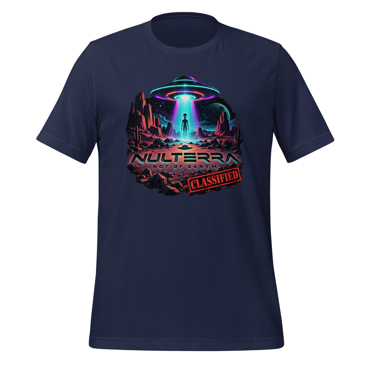 NULTERRA Classified Alien UFO Encounter T-shirt in navy
