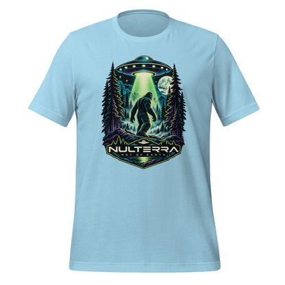 Nulterra Bigfoot Encounter UFO T-Shirt in ocean blue, front view