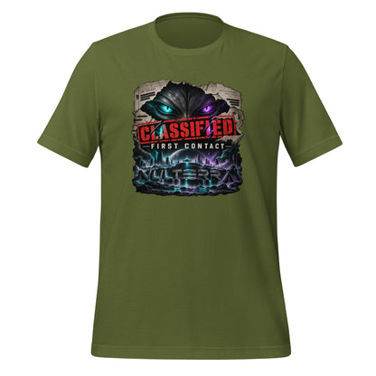 NULTERRA Classified First Contact alien UFO T-shirt in olive