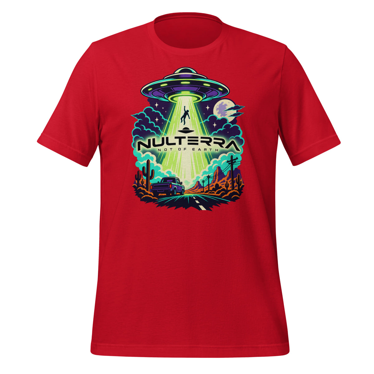 Desert Abduction Alien UFO T-Shirt in red by Nulterra