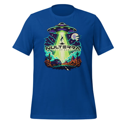 Desert Abduction Alien UFO T-Shirt in true royal blue by Nulterra
