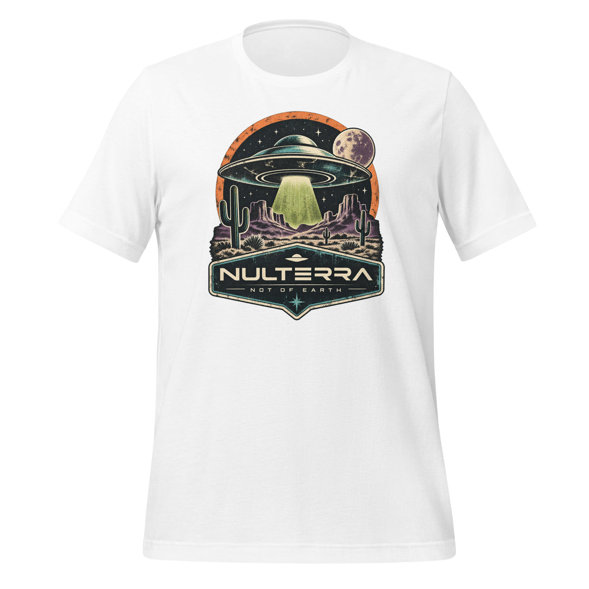 Nulterra Desert Signal UFO T-Shirt in White with retro alien desert graphic