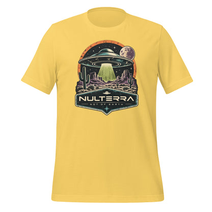 Nulterra Desert Signal UFO T-Shirt in Yellow with retro alien desert graphic